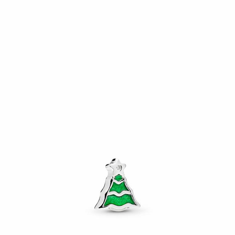 Pandora Christmas Tree Petite Locket Charm - Sterling Silver/Enamel/Green/Cubic Zirconia - Canada |